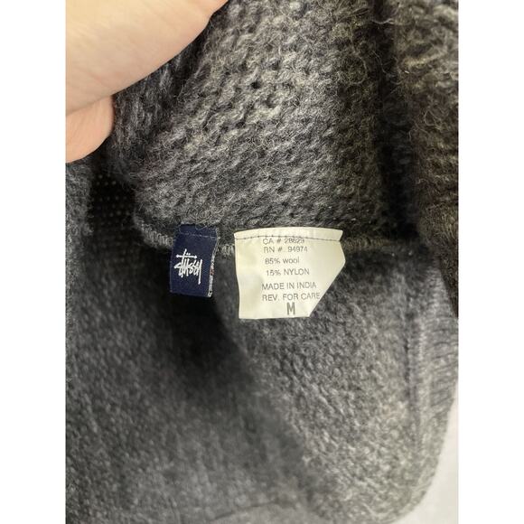 Rare Stussy gray wool hooded poncho with puff drawstrings M‎ - Picture 7 of 9